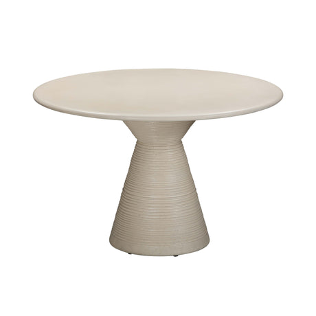 Fern Beige Textured Faux Plaster Concrete Indoor / Outdoor 47" Round Dining Table by TOV Furniture at Eve Furniture
