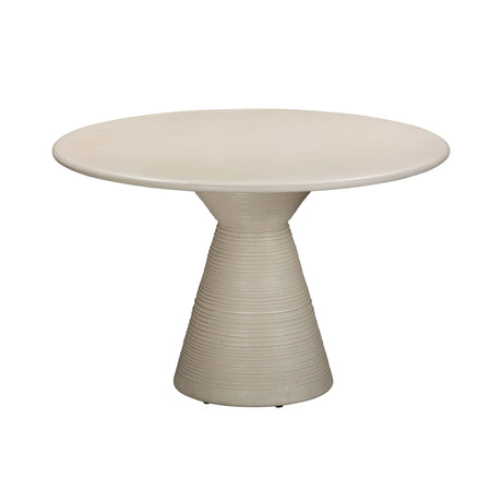 Fern Beige Textured Faux Plaster Concrete Indoor / Outdoor 47" Round Dining Table by TOV Furniture at Eve Furniture