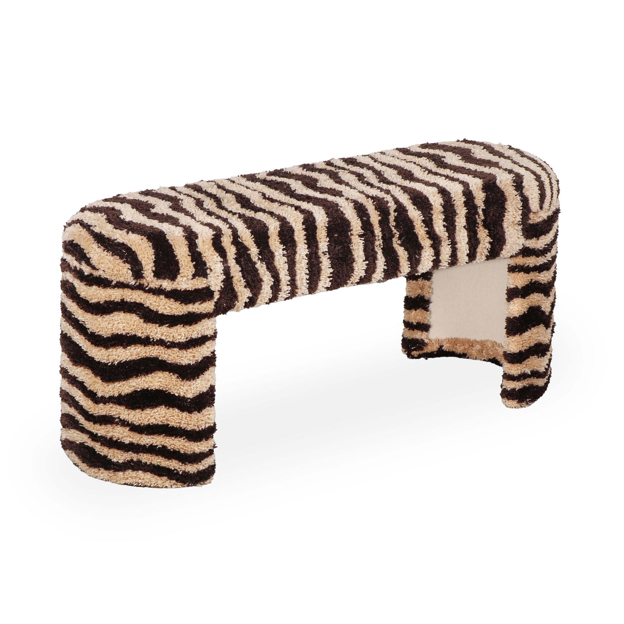 Zebra Brown Striped Tufted Bench by TOV Furniture at Eve Furniture