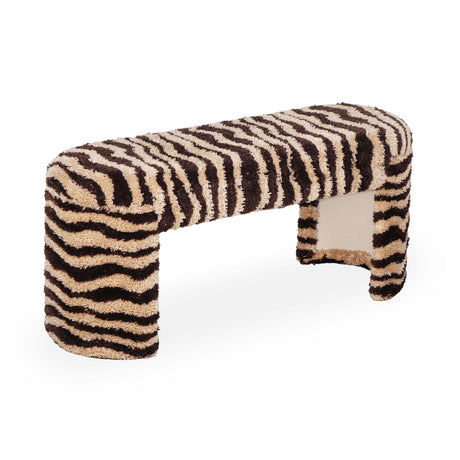 Zebra Brown Striped Tufted Bench by TOV Furniture at Eve Furniture