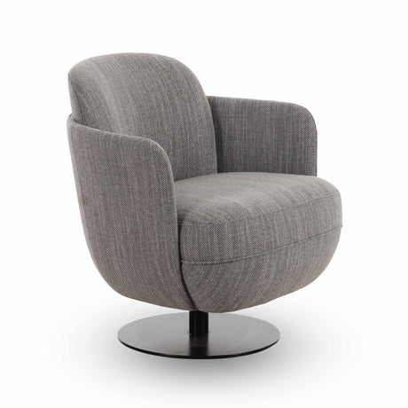 Solange Grey Textured Weave Swivel Chair by TOV Furniture at Eve Furniture