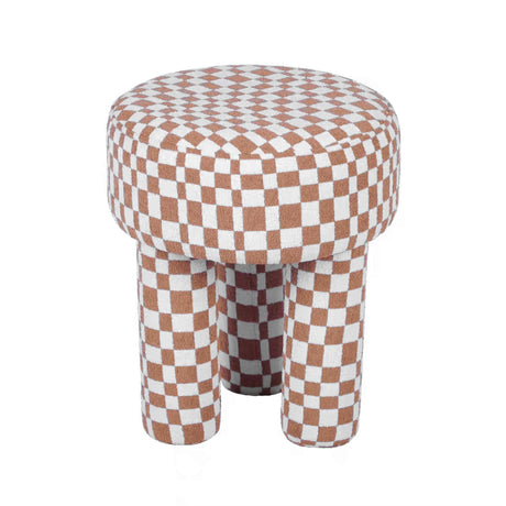 Claire Brown Checkered Boucle Stool by TOV Furniture at Eve Furniture