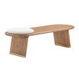 Samantha Cognac Acacia Bench with Boucle Seat by TOV Furniture at Eve Furniture