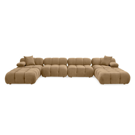 Calliope Cafe Au Lait Performance Velvet 6-piece Modular U-Sectional by TOV Furniture at Eve Furniture