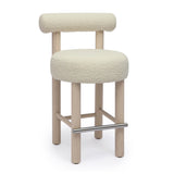 Carmel Cream Boucle and Solid Wood Counter Stool by TOV Furniture at Eve Furniture