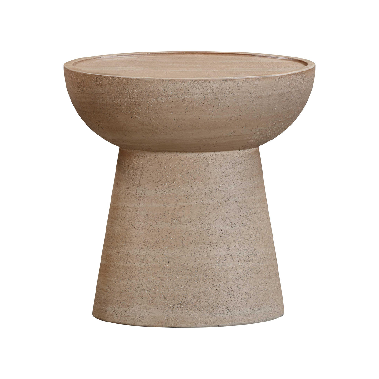 Eclipse Textured Faux Travertine Indoor / Outdoor Side Table by TOV Furniture at Eve Furniture