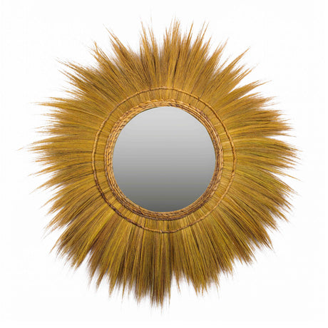 Mettu Natural Grass Round Wall Mirror by TOV Furniture at Eve Furniture