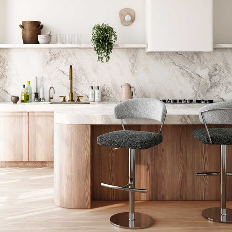 Cosmo Black and Grey Boucle Adjustable Stool by TOV Furniture at Eve Furniture