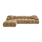 Calliope Cafe Au Lait Performance Velvet 4-piece Modular Sectional by TOV Furniture at Eve Furniture