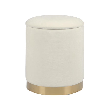 Zoe Cream Chenille Storage Ottoman by TOV Furniture at Eve Furniture