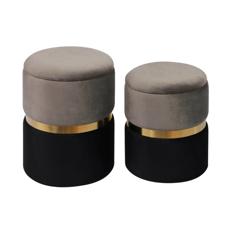 Gigi Grey Storage Ottomans - Set of 2 by TOV Furniture at Eve Furniture