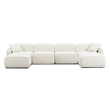 Travie Sand Upcycled Linen 6-Piece Modular U-Sectional by TOV Furniture at Eve Furniture