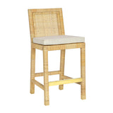 Amara Rattan & Cream Linen Stool by TOV Furniture at Eve Furniture