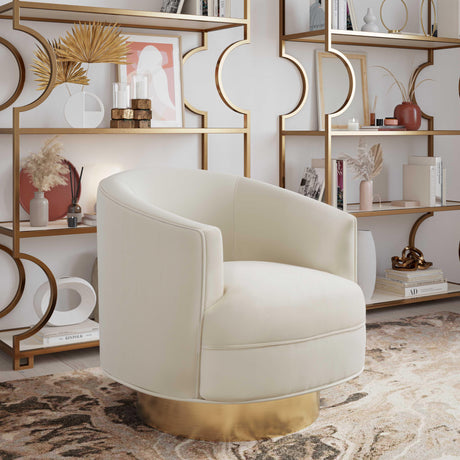 Stella Cream Velvet Swivel Chair by Inspire Me! Home Decor by TOV Furniture at Eve Furniture