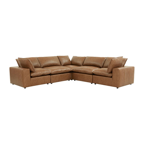 Cali Brown Leather Modular 5-Piece L-Sectional by TOV Furniture at Eve Furniture