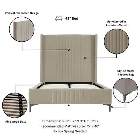 Promenade 48" Bed in Rustic Taupe by Manhattan Comfort at Eve Furniture