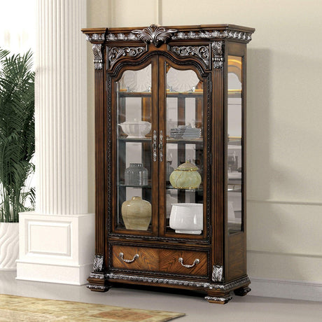 Promenade Dark Brown Curio Cabinet by Furniture of America at Eve Furniture