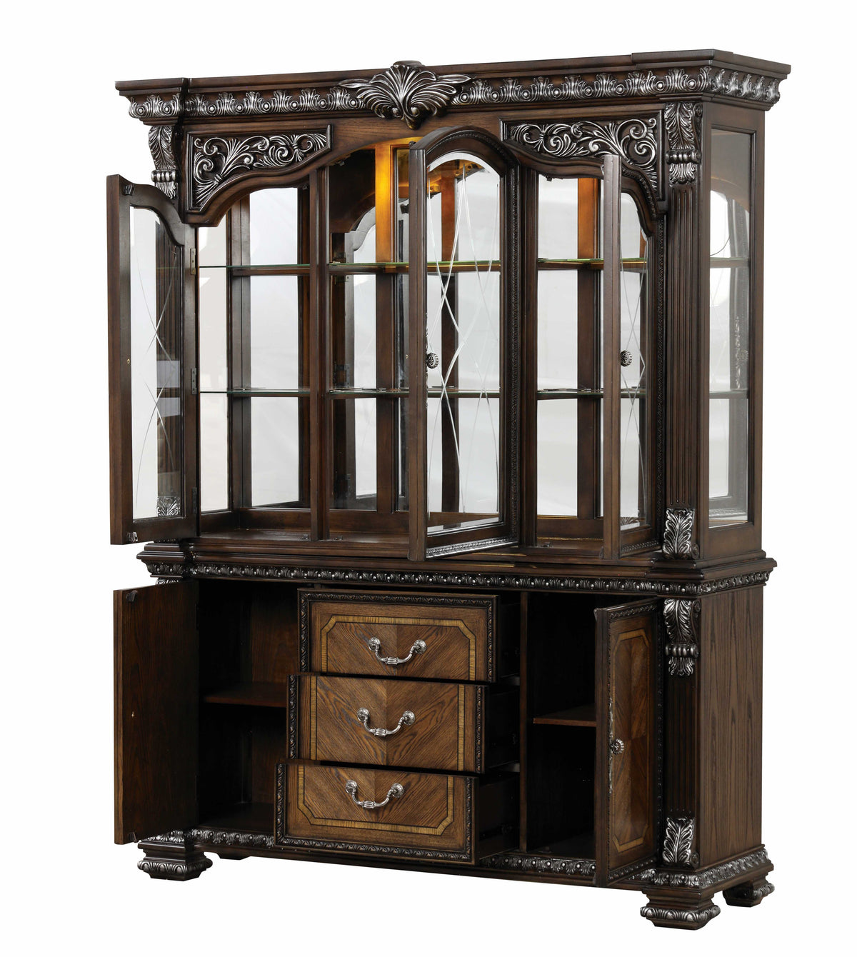 Promenade Dark Brown Hutch And Buffet by Furniture of America at Eve Furniture