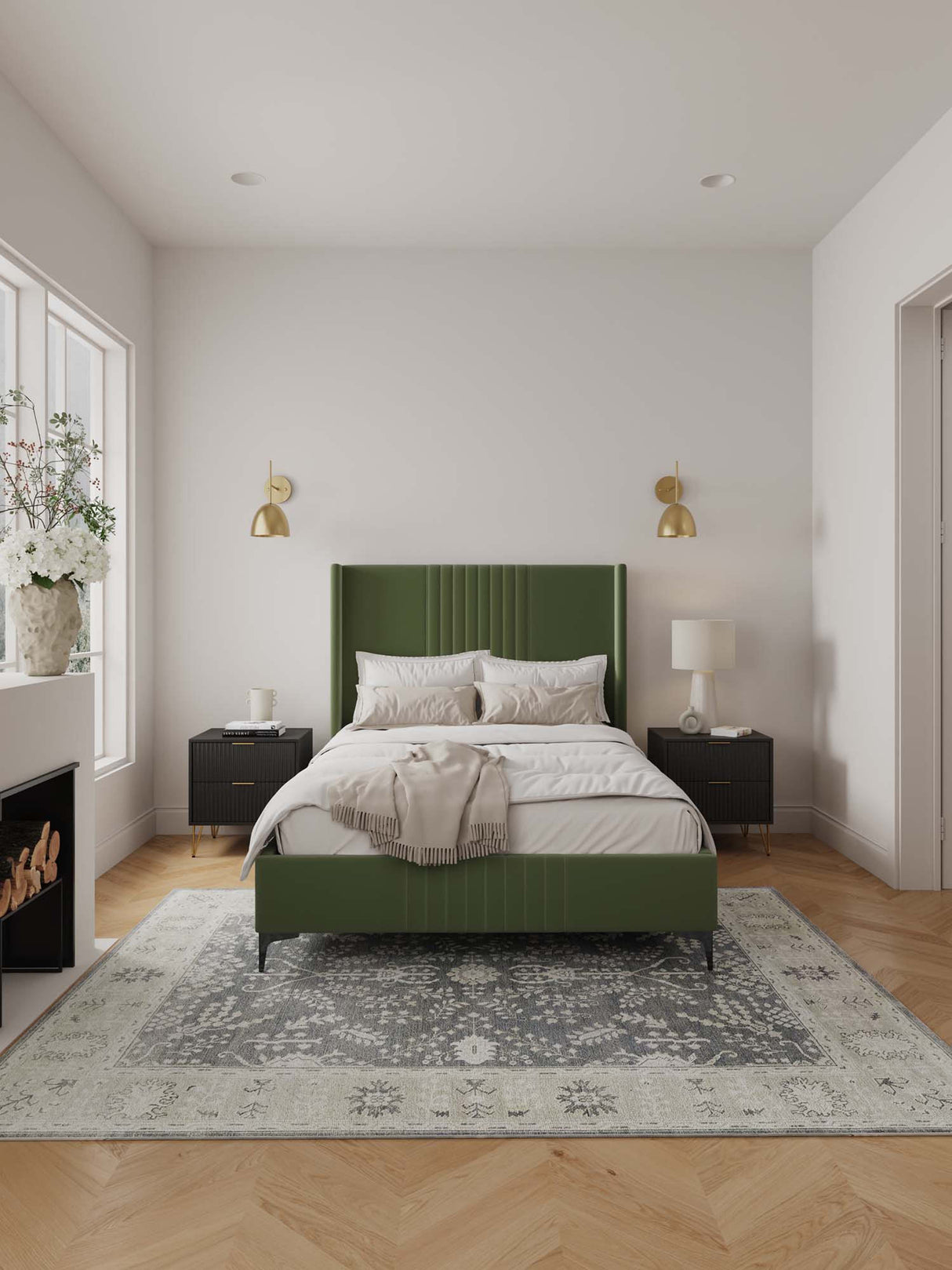 Promenade Full- Size Bed in Moss Green by Manhattan Comfort at Eve Furniture