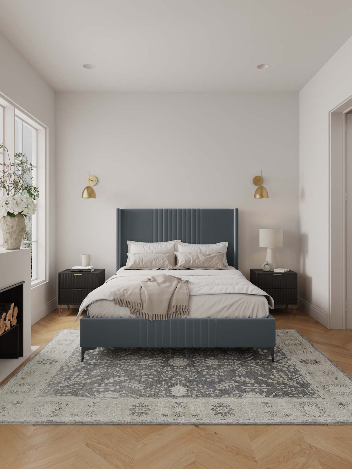 Promenade Queen-Size Bed in Grey by Manhattan Comfort at Eve Furniture