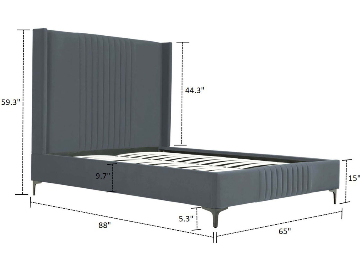 Promenade Queen-Size Bed in Grey by Manhattan Comfort at Eve Furniture