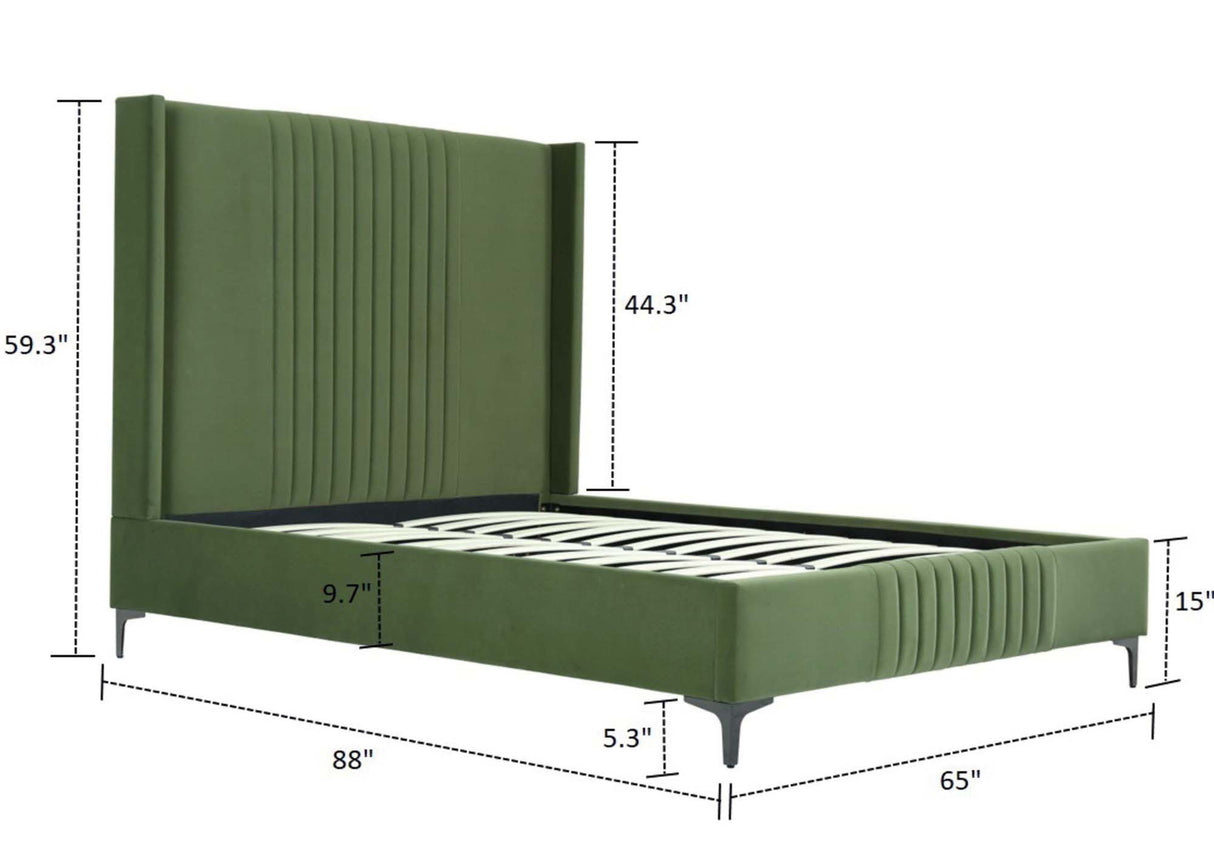 Promenade Queen-Size Bed in Moss Green by Manhattan Comfort at Eve Furniture