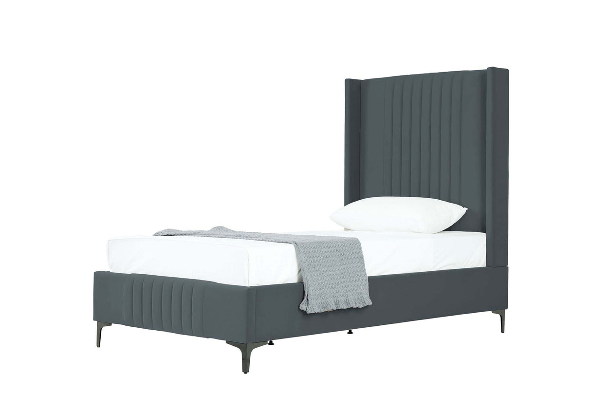 Promenade Twin-Size Bed in Grey by Manhattan Comfort at Eve Furniture