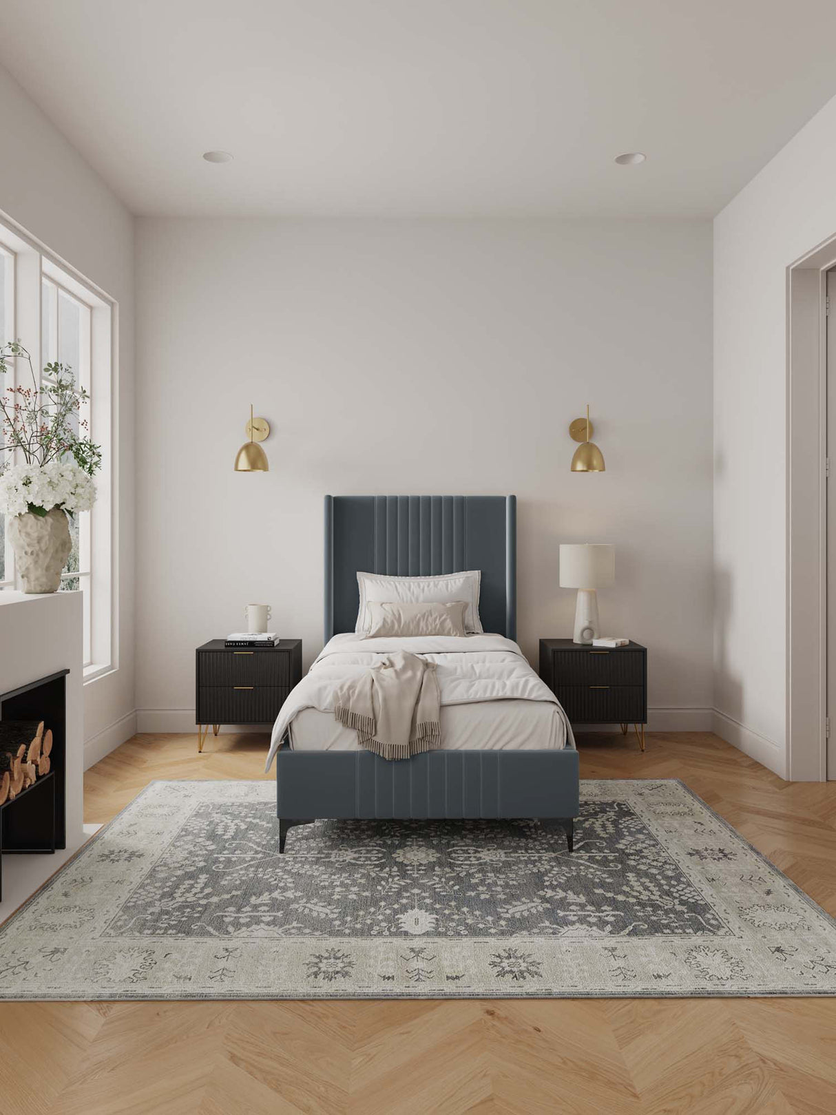Promenade Twin-Size Bed in Grey by Manhattan Comfort at Eve Furniture
