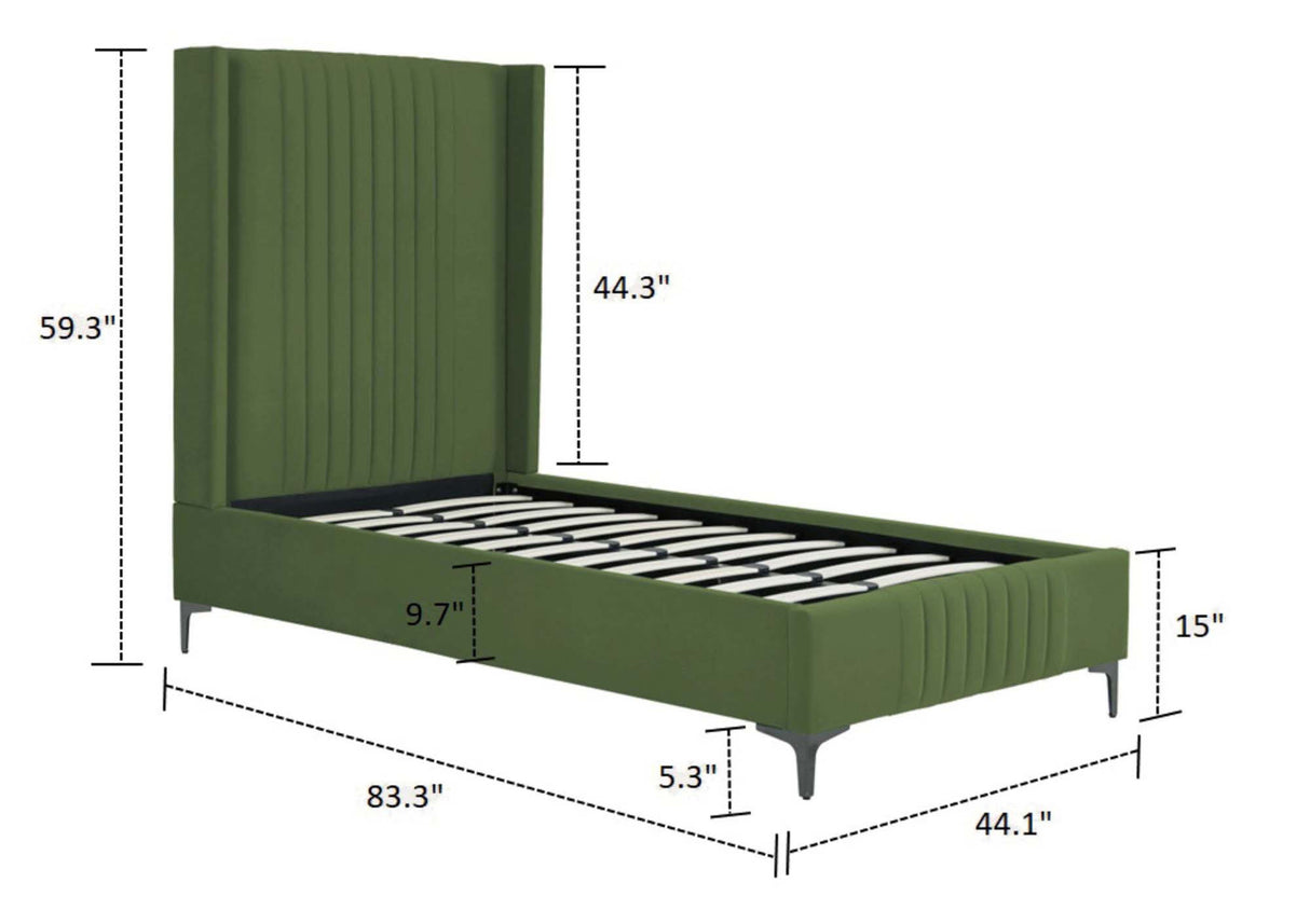 Promenade Twin-Size Bed in Moss Green by Manhattan Comfort at Eve Furniture