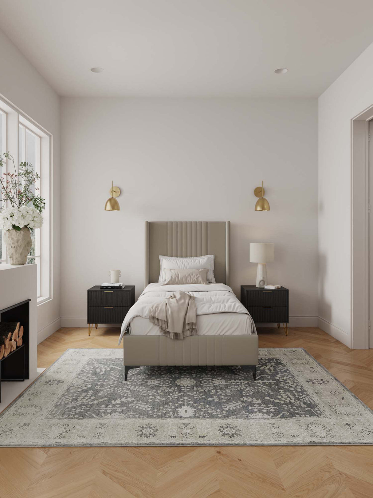 Promenade Twin-Size Bed in Rustic Taupe by Manhattan Comfort at Eve Furniture