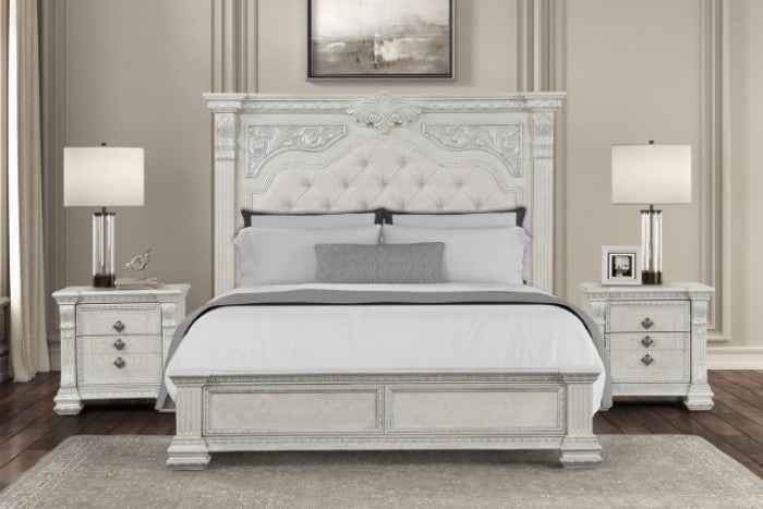 Promenade Wire Brushed White 4-Piece Queen Bedroom Set by Furniture of America at Eve Furniture