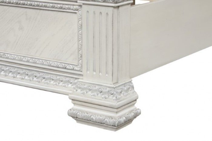 Promenade Wire Brushed White 4-Piece Queen Bedroom Set by Furniture of America at Eve Furniture