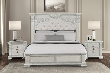 Promenade Wire Brushed White King Bed by Furniture of America at Eve Furniture