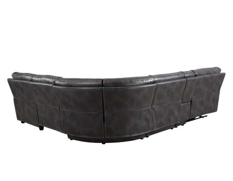 Provo Gray 6-Piece Right Arm Facing (RAF) Chaise Dual Power Reclining Sectional by Steve Silver at Eve Furniture