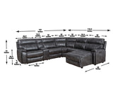 Provo Gray 6-Piece Right Arm Facing (RAF) Chaise Dual Power Reclining Sectional by Steve Silver at Eve Furniture