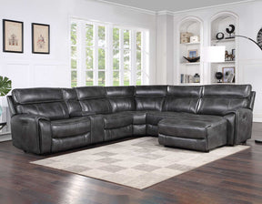 Provo Gray 6-Piece Right Arm Facing (RAF) Chaise Dual Power Reclining Sectional by Steve Silver at Eve Furniture