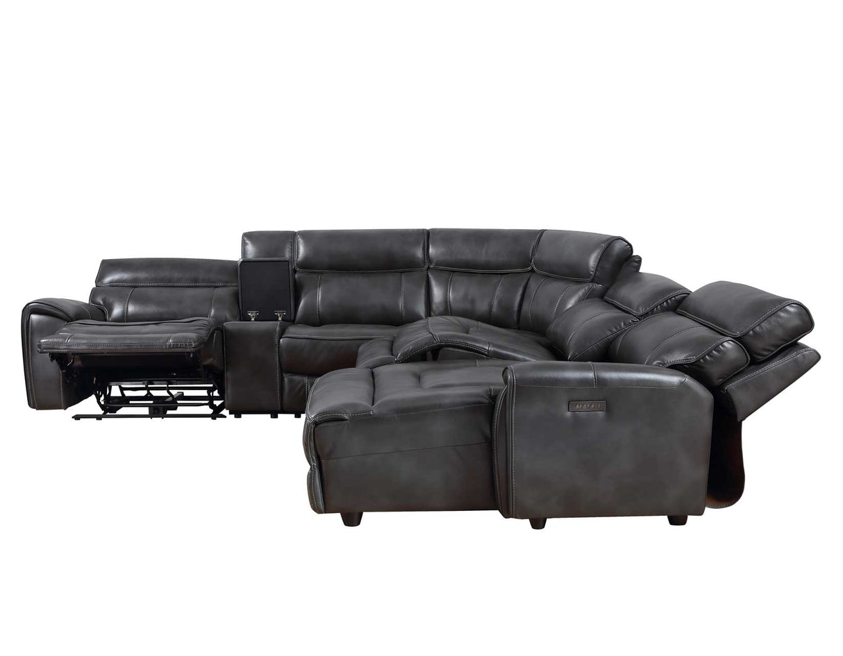 Provo Gray 6-Piece Right Arm Facing (RAF) Chaise Dual Power Reclining Sectional by Steve Silver at Eve Furniture