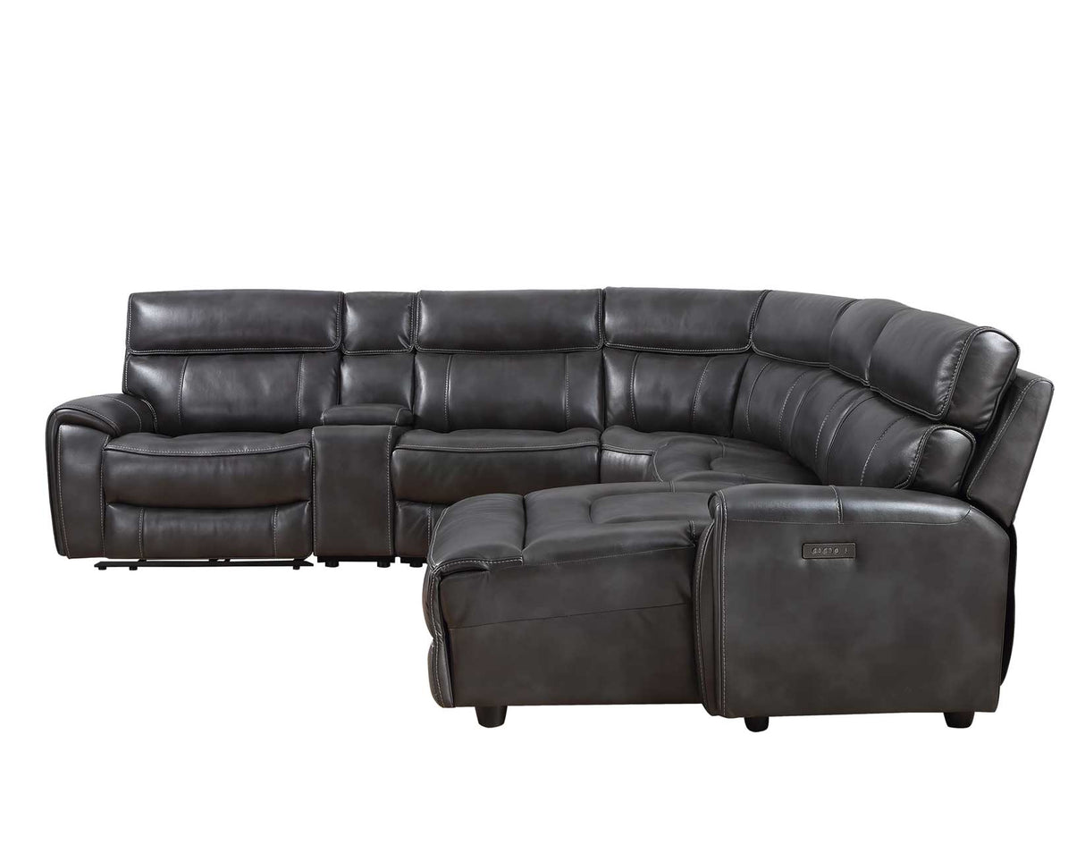 Provo Gray 6-Piece Right Arm Facing (RAF) Chaise Dual Power Reclining Sectional by Steve Silver at Eve Furniture