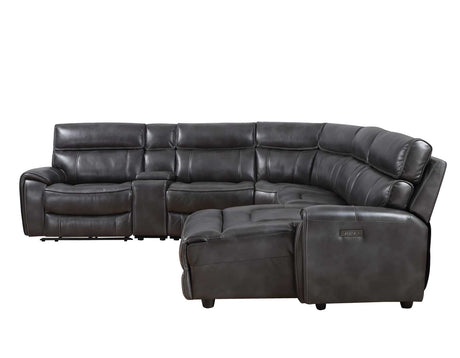 Provo Gray 6-Piece Right Arm Facing (RAF) Chaise Dual Power Reclining Sectional by Steve Silver at Eve Furniture