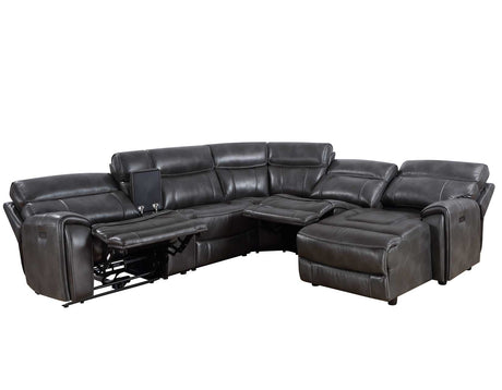Provo Gray 6-Piece Right Arm Facing (RAF) Chaise Dual Power Reclining Sectional by Steve Silver at Eve Furniture