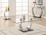 Pruitt Clear and Satin Glass Top Coffee Table by Coaster at Eve Furniture
