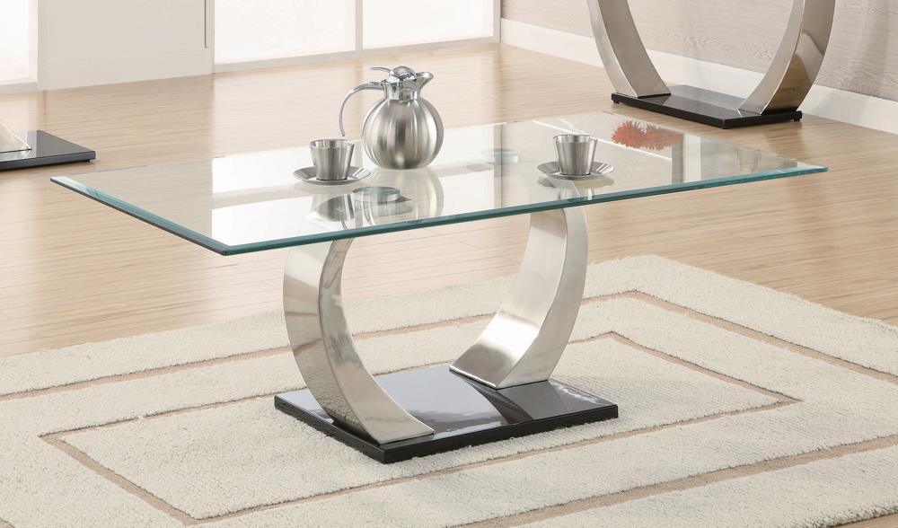 Pruitt Clear and Satin Glass Top Coffee Table by Coaster at Eve Furniture