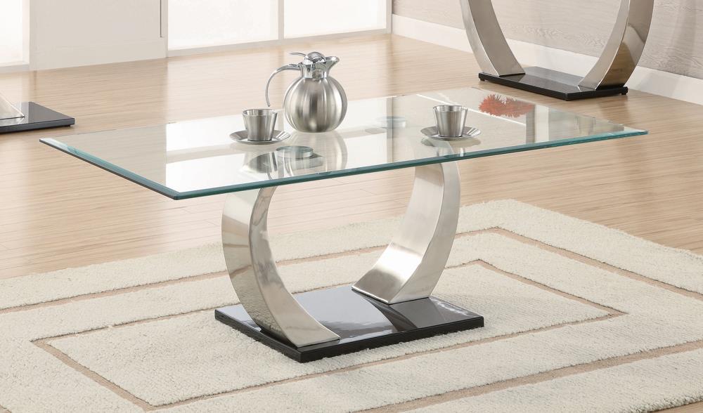 Pruitt Clear/Satin Glass Top Coffee Table