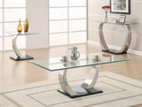 Pruitt Clear/Satin Glass Top Coffee Table