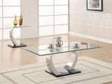 Pruitt Satin Silver 2-Piece Coffee and End Table Set by Coaster at Eve Furniture