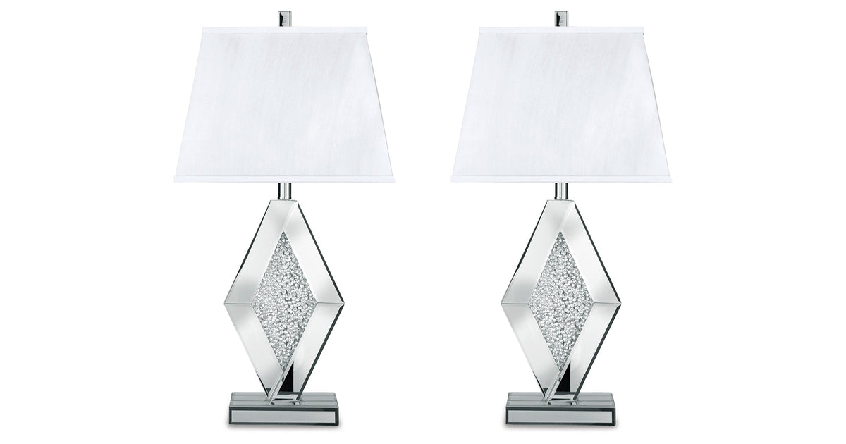 Prunella 2-Piece Table Lamp Set in Silver Finish by Ashley at Eve Furniture