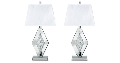Prunella 2-Piece Table Lamp Set in Silver Finish by Ashley at Eve Furniture