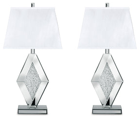Prunella 2-Piece Table Lamp Set in Silver Finish by Ashley at Eve Furniture
