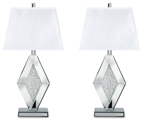 Prunella 2-Piece Table Lamp Set in Silver Finish by Ashley at Eve Furniture