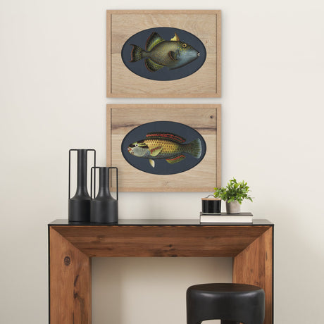 Pseudobalistes Fuscus by Mercana Studio Hand Embellished Textured Framed Art Print Matted under Glas by Mercana at Eve Furniture